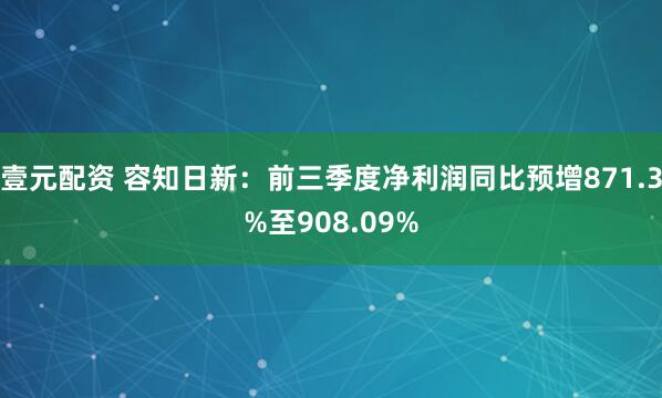 壹元配资 容知日新：前三季度净利润同比预增871.3%至908.09%